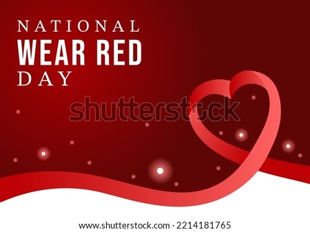 National Wear Red Day on February 7th Template Hand Drawn Cartoon Flat Illustration to inform Women Heart Disease Design