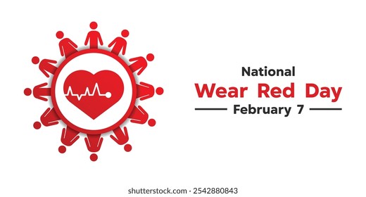 National Wear Red Day. Peoples and heart. Great for cards, banners, posters, social media and more. White background. 