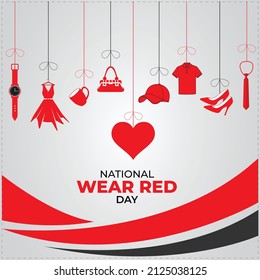 National wear red day. Template for background, banner, card, poster. vector illustration.