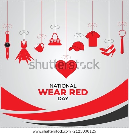 National wear red day. Template for background, banner, card, poster. vector illustration.