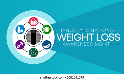 National Weight loss awareness month is observed every year during January, Vector illustration