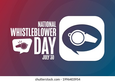 National Whistleblower Day. July 30. Holiday concept. Template for background, banner, card, poster with text inscription. Vector EPS10 illustration