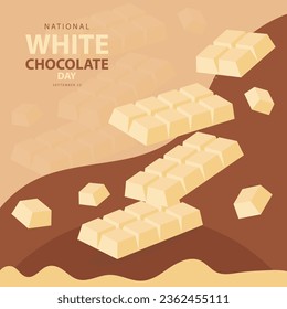 National White Chocolate Day on september 22, with vector illustration some white chocolate and text isolated on abstract background for celebrate and commemorate National White Chocolate Day.