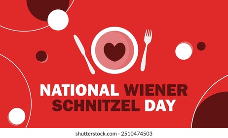 National Wiener Schnitzel Day vector banner design with geometric shapes and vibrant colors on a horizontal background.