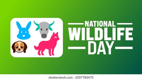 national wildlife day background or banner design template. Holiday concept. Template for background, banner, card, poster, placard, design template with unique shapes with standard color.
