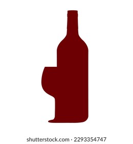 National Wine Day. 25 May. Silhouette wine bottle and glass. Can be used as invitation banner for wine party or as menu cover for wine bar, logo. Vector illustration.