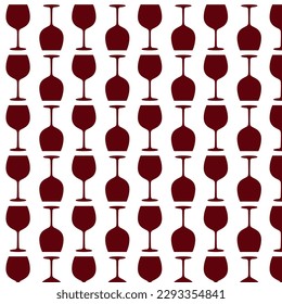 National Wine Day. 25 May. Silhouette wine glass seamless pattern. Can be used as invitation banner for wine party or as menu cover for wine bar, logo. Vector illustration.