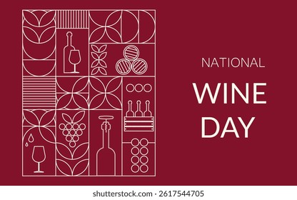 National Wine Day. Template for background, banner, card, poster with text inscription.