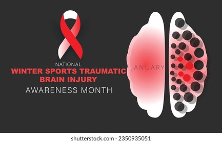 National Winter Sports Traumatic brain injury awareness month. background, banner, card, poster, template. Vector illustration.