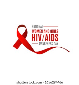 National Women And Girls HIV/AIDS Awareness Day. Red Ribbon AIDS Cancer Awareness Symbol. March 10. Isolated On White Background.