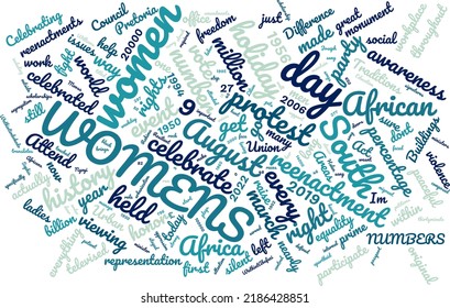 National Women's Day 9 August Word Cloud In Vector Art Creative Colourful White Back Ground