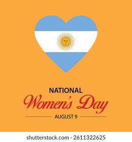National women's day. Flag of Argentina in heart shape vector. Women's day poster design august 9.