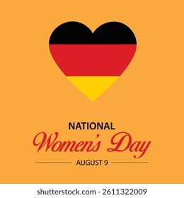 National women's day. Flag of Germany in heart shape vector. Women's day poster design august 9.