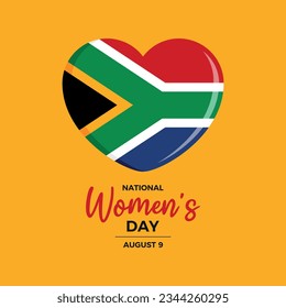 National Women's Day in South Africa vector illustration. Flag of South Africa in heart shape icon vector. South African public holiday. 9 August every year. Important day