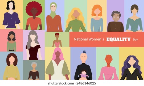 National Women`s Equality Day. Geometric template dedicated to Women`s History Month. Feminism concept. Vector illustration