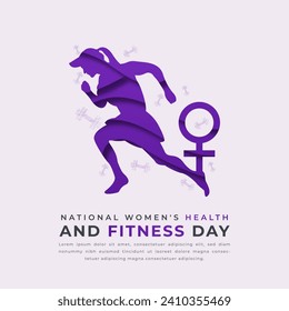 National Women's Health and Fitness Day Paper cut style Vector Design Illustration for Background, Poster, Banner, Advertising, Greeting Card