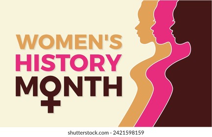 National Women's History Month celebrated every year of March, Women's right Vector banner, flyer, poster and social medial template design.