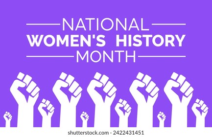 National Women's History Month celebrated every year of March, Women's right Vector banner, flyer, poster and social medial template design.