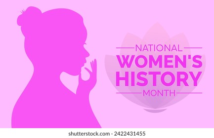 National Women's History Month celebrated every year of March, Women's right Vector banner, flyer, poster and social medial template design.