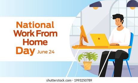 national work from home day on june 24 business brochure flyer banner design horizontal template vector, cover presentation, modern publication poster and flag-banner.