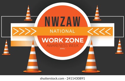 National work zone awareness week. background, banner, card, poster, template. Vector illustration.