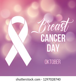 National world Breast Cancer Awareness Month oktober ribbon pink purple background vector.