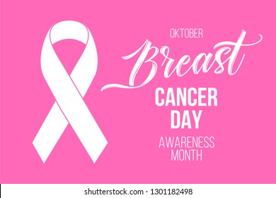 National world Breast Cancer Awareness Month oktober ribbon pink background vector.