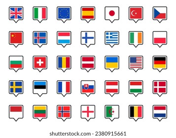 National world flags collection. Flags of countries around the world. Vector illustration.