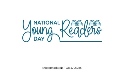 National Young Readers Day. Handwritten text calligraphy with monoline style. Flat style. Vector illustration