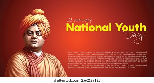 National Youth Day Celebration - Swami Vivekananda Jayanti Vector Design