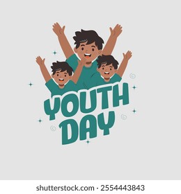 National Youth Day with Cheerful illustration of children celebrating National Youth Day .The design conveys enthusiasm, joy, and participation, capturing the spirit of youth in a playful and vibrant 