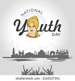 National Youth Day of India, Youth Day Swami Vivekanand - vector illustration isolated