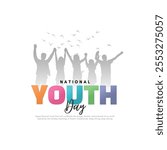 National Youth Day. Silhouette of people standing on abstract background. Creative concept for Youth and Friendship Day Poster, Banner Design. vector illustration.