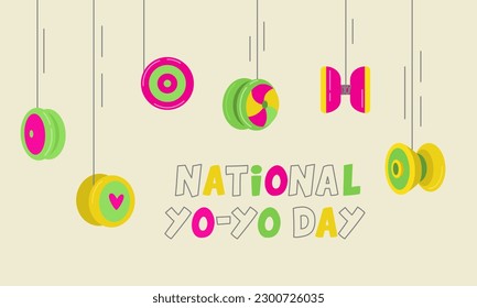 National Yo-Yo Day. Banner. Fun and play. Vector flat illustration