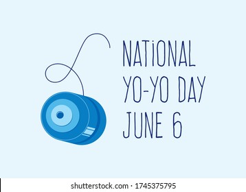 National Yo-Yo Day vector. Blue Yo-Yo toy icon vector. Yo-Yo Day Poster, June 6. Important day