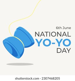 National Yo-yo Day Vector Design, Blue Yoyo Cartoon Illustrationen für Poster, Banner, Karten, Social Media Post usw.