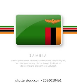 National Zambia Flag.Vector Zambia Button Flag. Realistic National Flag Design and Vector Template