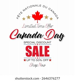 Fête nationale du Canada=Dia do Canadá
Projeto de férias, fundo com textos de caligrafia, folha de bordo para o dia nacional do Canadá, vendas e eventos comerciais; Ilustração vetorial.