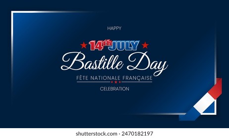 Fête Nationale Française=French National Day
Holiday design, background with 3D and handwriting texts and national flag colors for Bastille day, France national holiday; Vector illustration.