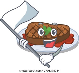 A nationalistic grilled steak mascot character design with flag