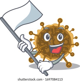 A nationalistic negarnaviricota mascot character design with flag
