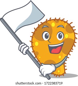 A nationalistic pseudomonas mascot character design with flag