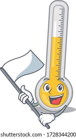 A nationalistic warm thermometer mascot character design with flag