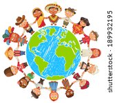Nationalities. Different culture standing together holding hands. Unity children from around the world. Vector illustration. Isolated on white background. Earth day. Set