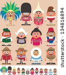 Nationalities Part 2: Set of 12 characters dressed in different national costumes. Each character is in 2 color versions depending on the background. No transparency and gradients used.