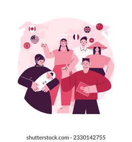 Nationality abstract concept vector illustration. Country of birth, passport, national customs and traditions, legal status, birth certificate, human rights and discrimination abstract metaphor.