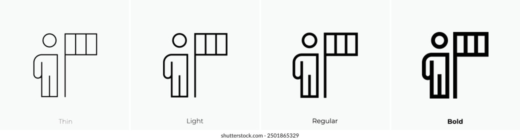 Nationalitätensymbol Dünnes, helles Design im regulären und kühlen Stil, einzeln auf weißem Hintergrund