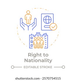 Nationality right duo tone concept icon. Human dignity, citizenship. Ethnicity, culture. Round two color outline illustration. Abstract vector design. Easy to use in infographic, presentation