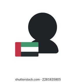 Nationality of the United Arab Emirates flag. United Arab Emirates flag and user icon. Vector.