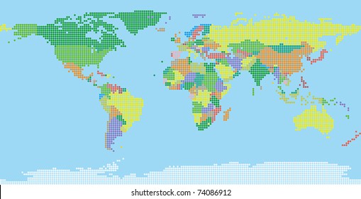 Nations on the World map. Vector background.